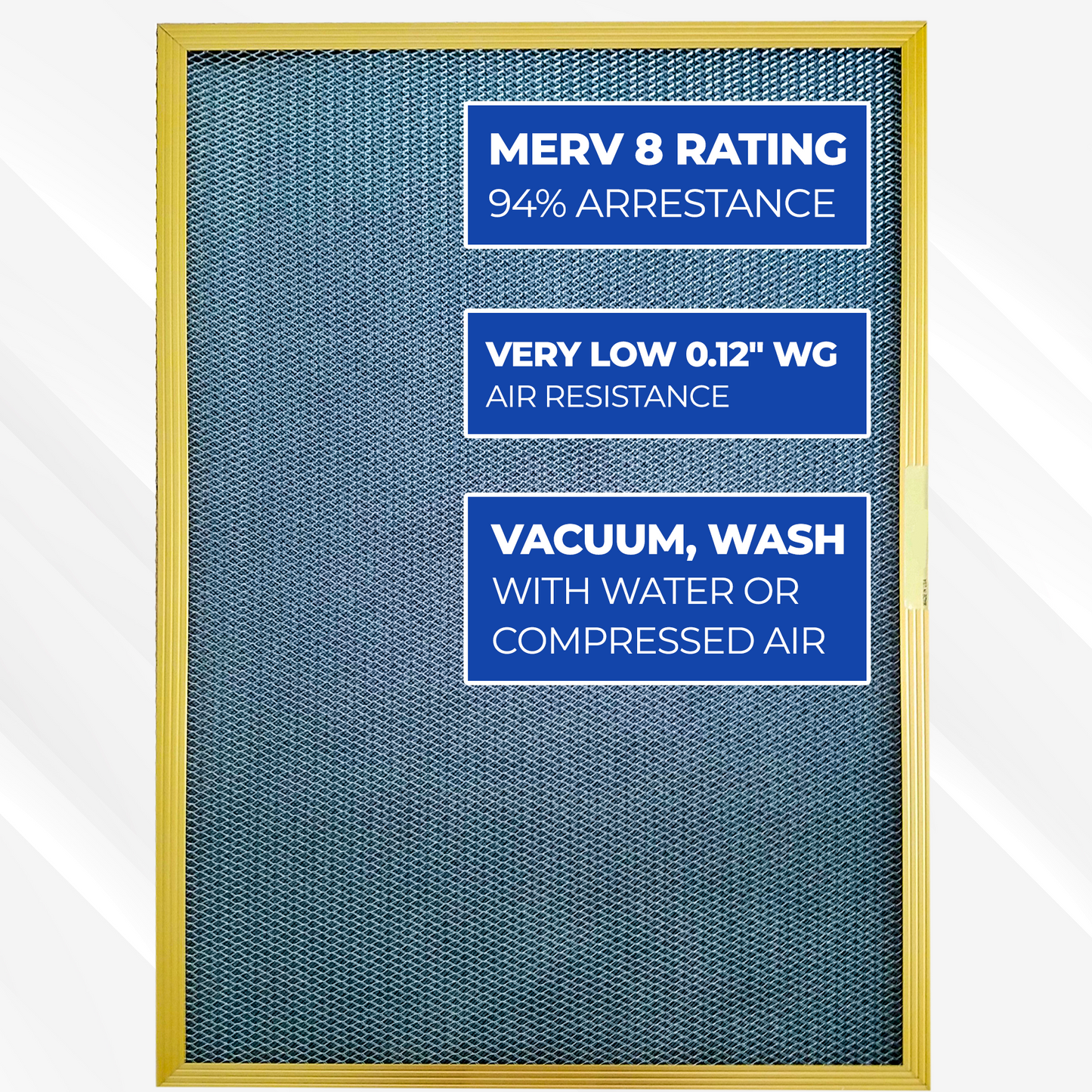 GOLD (1 INCH THICK) - The Deluxe Washable, Permanent, Electrostatic A/C Furnace Filter