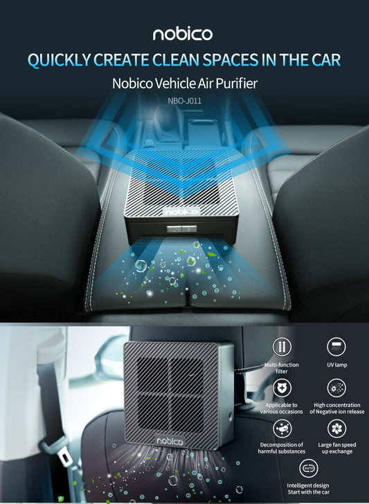 Car Air Purifier with Carbon Photocatalyst & UVC - Great for Ubers, Taxis, Delivery Vehicles and Babies
