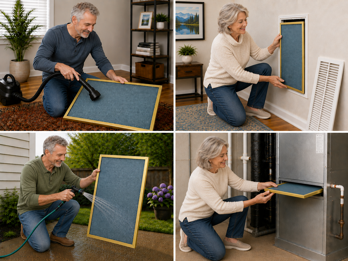 GOLD (1 INCH THICK) - The Deluxe Washable, Permanent, Electrostatic A/C Furnace Filter