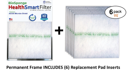 HealthSmart MERV 7 Refillable Filter - Permanent Frame With (6) Media Replacement Pads