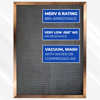 SILVER (1 INCH THICK) Custom Size Washable, Permanent, Electrostatic Air Filters