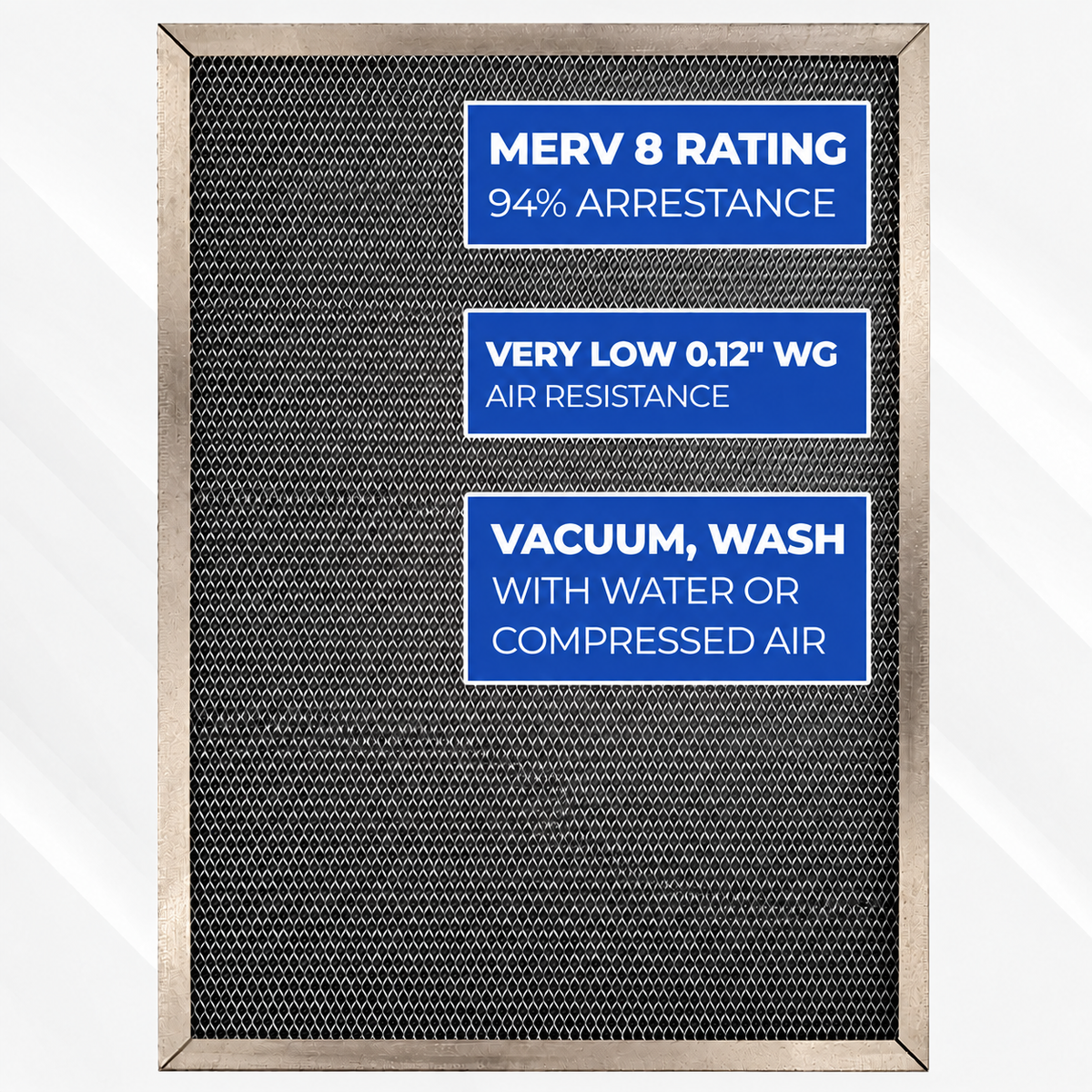 SILVER PLUS - Deluxe Washable, Permanent, Electrostatic A/C Furnace Filter